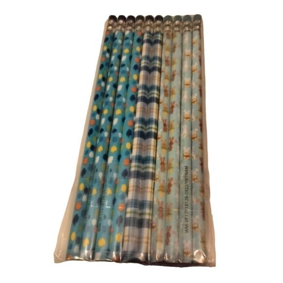 Blue Pencils Graphite Party Favor Bunny Dots Plaid Teacher Gift Lot 70 - Picture 4 of 4